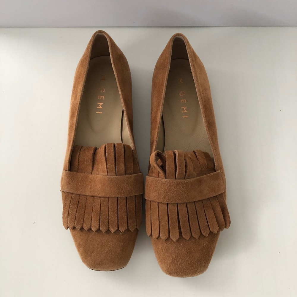 M gemi fringed suede flat size 35 1/2 made in italy
